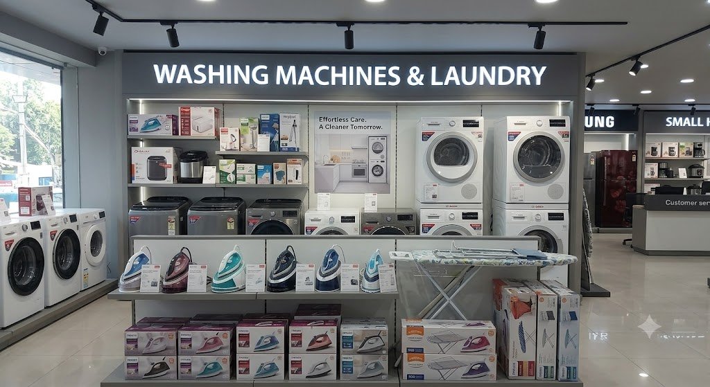 Front-load washing machine and laundry appliances
