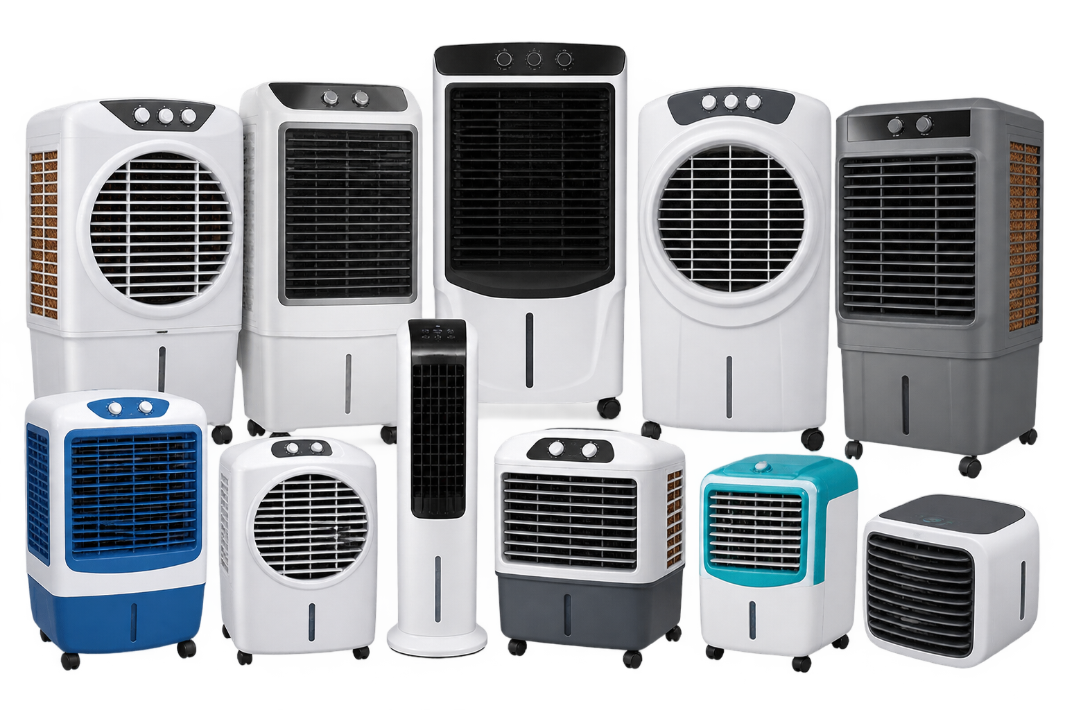 Contemporary tower air cooler in a bright room