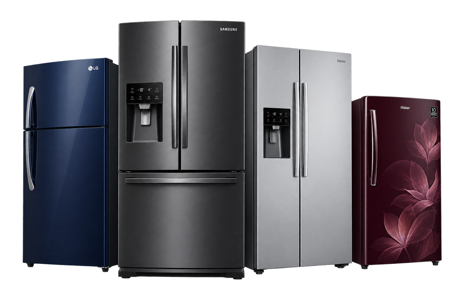 Premium double-door refrigerator in a bright kitchen
